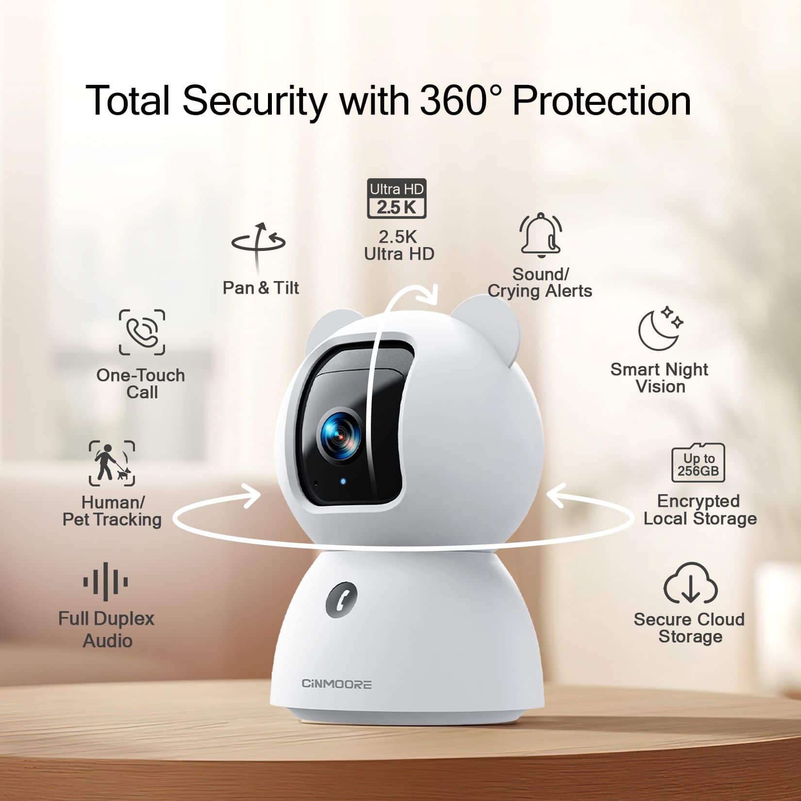 CiNMOORE - C2LU total security camera with 360 degree protection