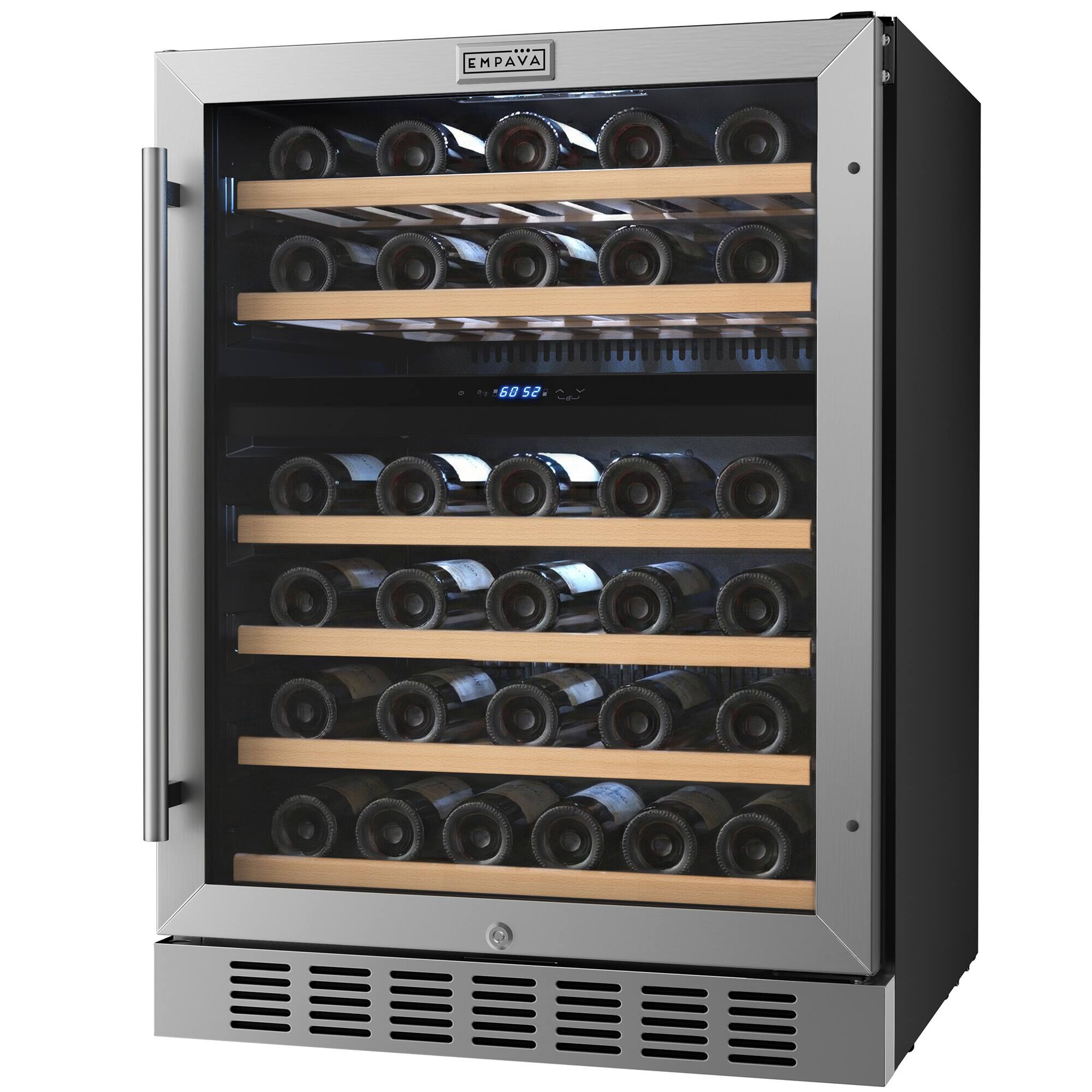 Angle. Empava - 23.43 In. 46-bottle Dual Zone Wine Cooler With 6 Shelves, Built-in/freestanding Wine Fridge For Collectors/home In Black - Black.