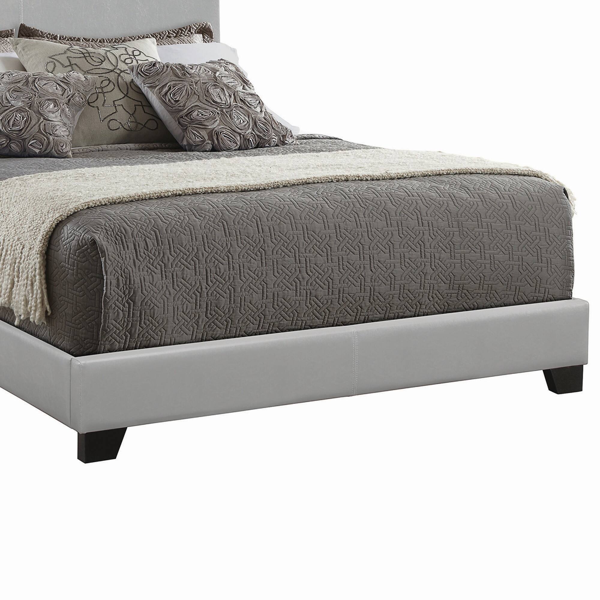 Alt View 3. Manhattan Lane - Leather Upholstered California King Size Platform Bed - Gray.