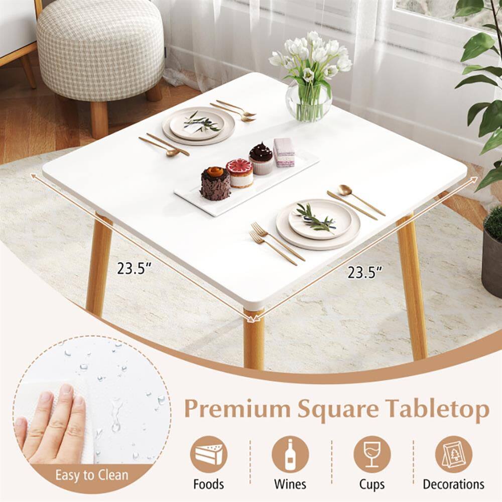23.5" x 23.5" Premium Square Tabletop  
Easy to Clean  
Foods, Wines, Cups, Decorations