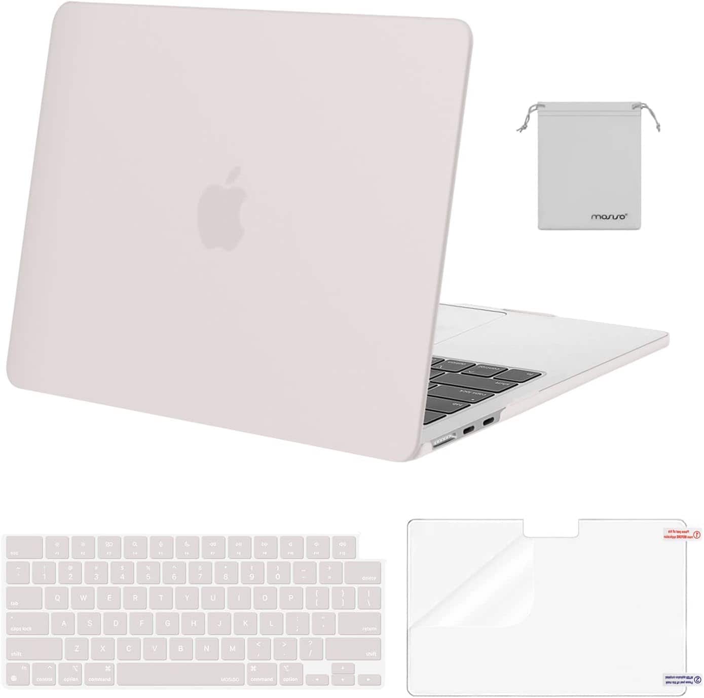 mosiso - Case for 2026-2022 MacBook Air 13 inch Case M5 A3449 M4 A3240 M3 A3113 M2 A2681, Shell&Keyboard Cover&Screen Film&Pouch - Stone Gray