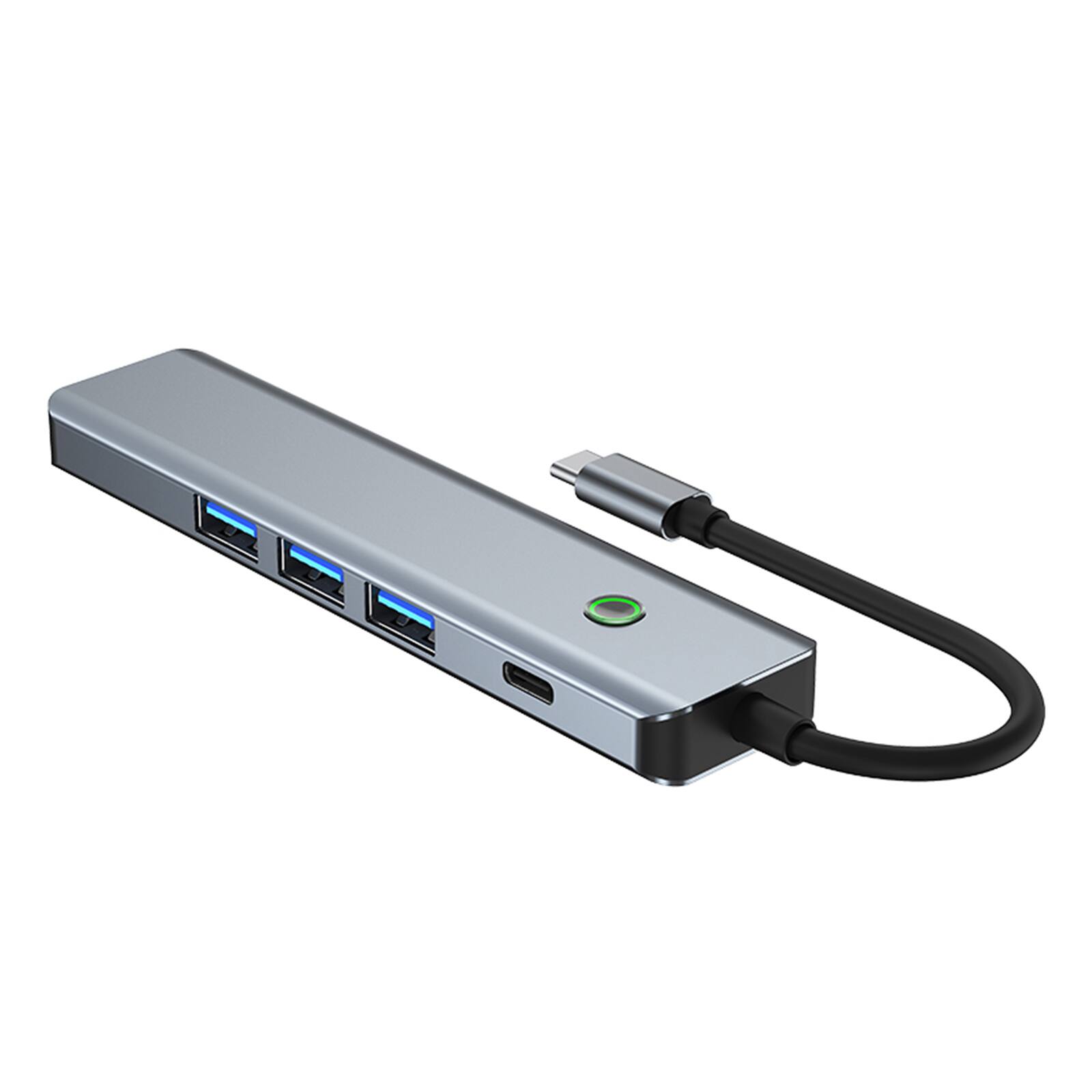Front. Topteng - 5-in-1 USB C Hub Adapter for MacBook/iPad - 100W PD Charging, 3xUSB 3.0, 4K HDMI, Aluminum Alloy, Plug & Play.