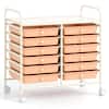 Front. Costway - Costway 12 Drawers Rolling Cart Storage Scrapbook Paper Studio Organizer Bins - Light Pink.
