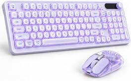 Bundle - SEENDA - Wireless Bluetooth Keyboard Mouse Combo,14 RGB Backlit Jelly - Purple