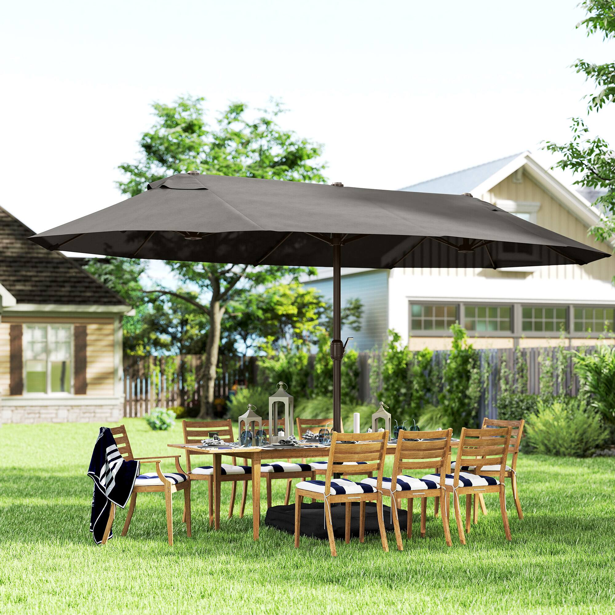 Alt View 1. Outsunny - Patio Umbrella 15' Steel Rectangular Outdoor Double Sided Market with base - Dark Grey/Charcoal grey.