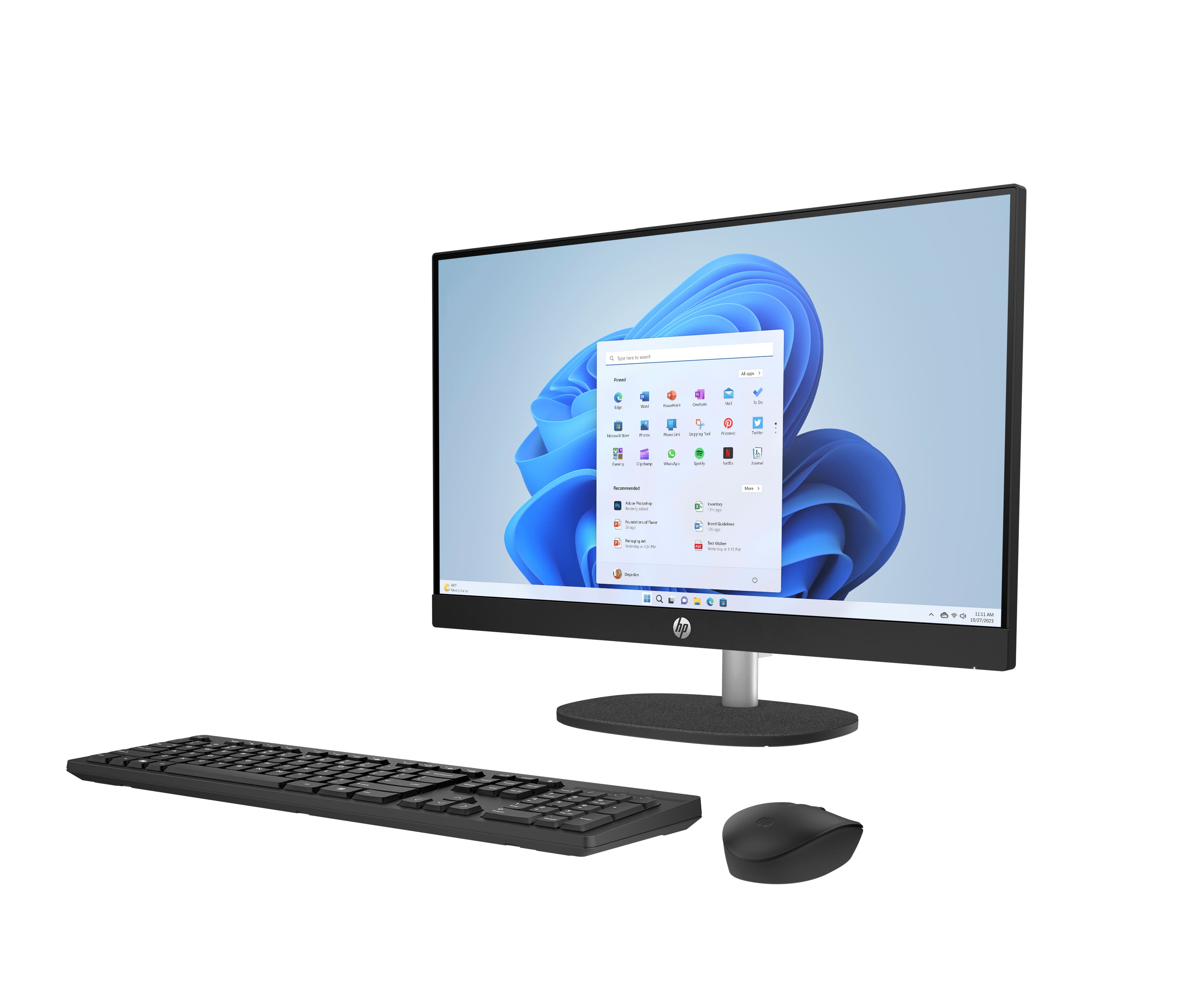 Left. HP - HP 23.8 inch Touch All-in-One Desktop PC 24-cr0140 AMD Ryzen 5 7520U 16GB RAM 1TB SSD Win 11 Home Jet black - Jet black.