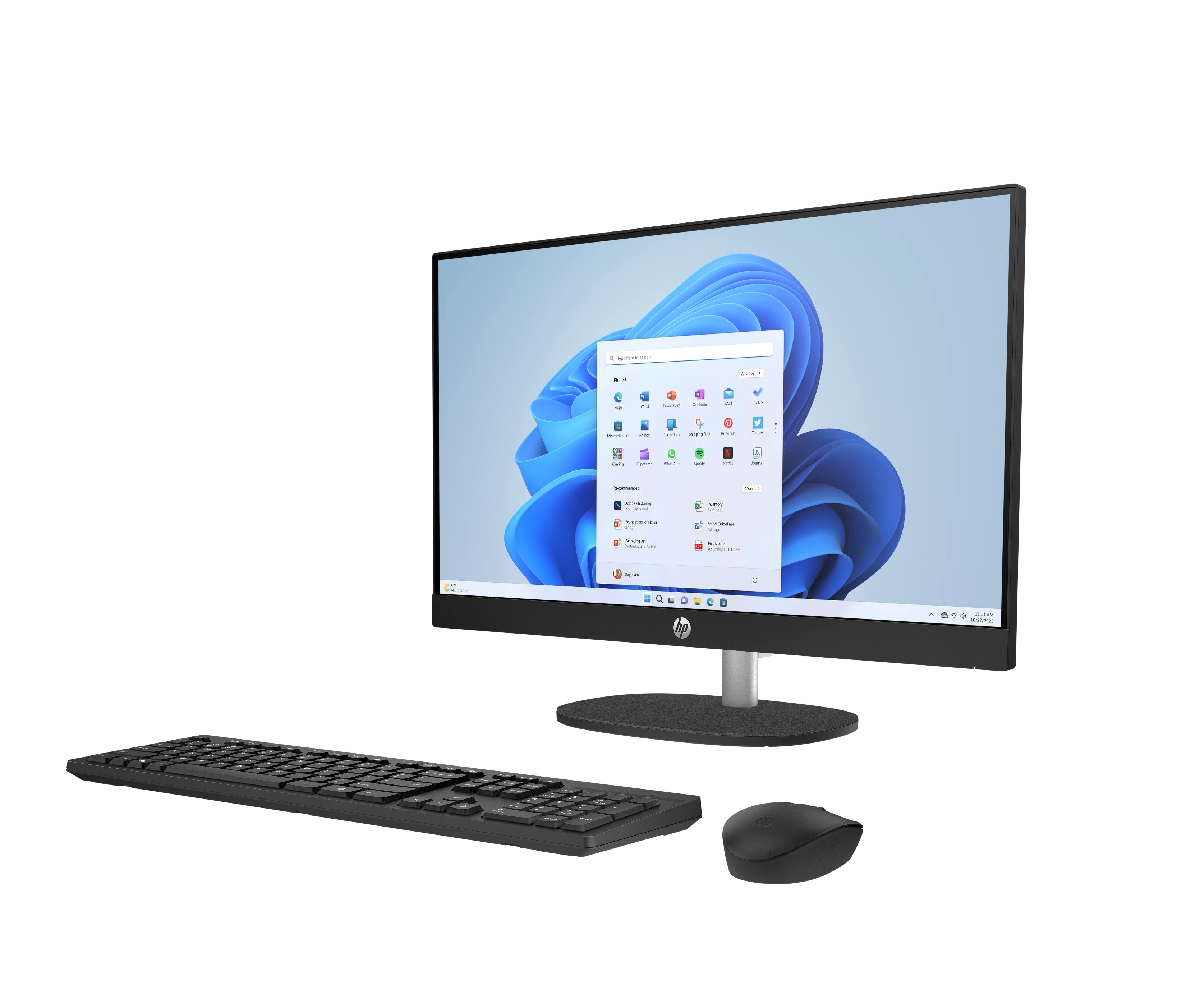 Left. HP - HP 23.8 inch Touch All-in-One Desktop PC 24-cr0140 AMD Ryzen 5 7520U 16GB RAM 1TB SSD Win 11 Home Jet black - Jet black.