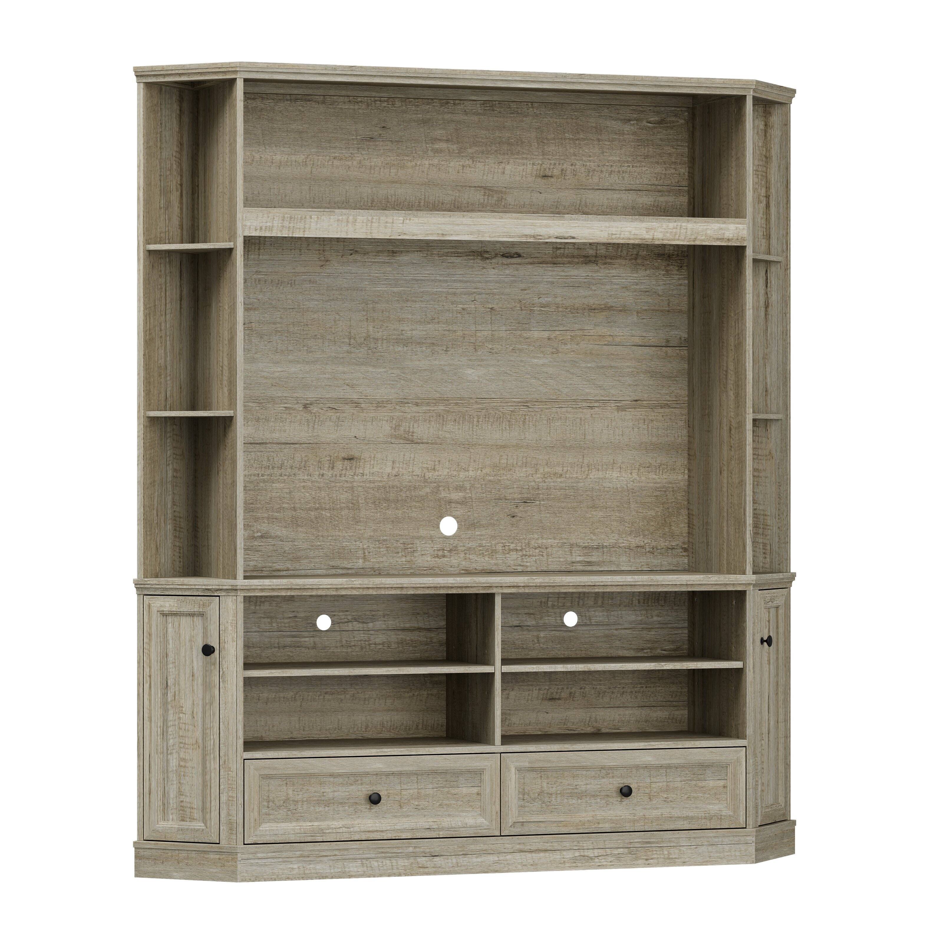 Front. Famapy - Space-Saving Hexagonal TV Stand for TVs Up to 55-In., with Drawer, Cabinets and Adjustable Shelves - Gray.