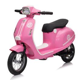 BreeBe - 24V 250W Electric Scooter with Air Tires, Dual Suspension, Hand Brake, MP3/Bluetooth, High/Low Speed, Age 8+ - Pink