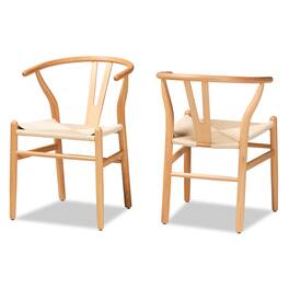 Baxton Studio - Paxton Modern and Contemporary Finished Wood 2-Piece Dining Chair Set - Beige/Oak Brown