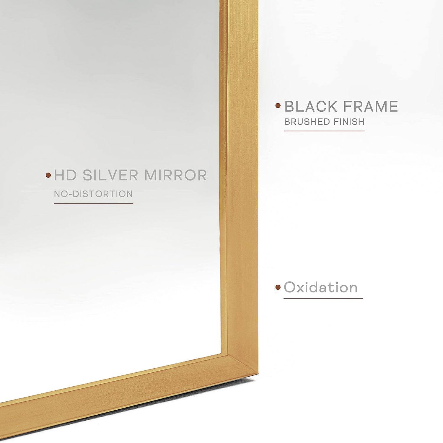 - BLACK FRAME  
  BRUSHED FINISH

- HD SILVER MIRROR  
  NO-DISTORTION

- Oxidation