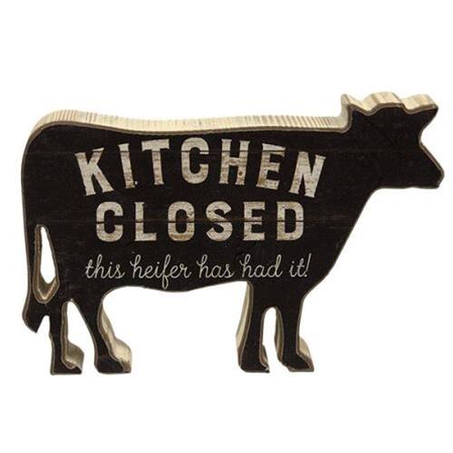 BreeBe - Kitchen Closed This Heifer Has Had It! Chunky Shelf Sitter - Black