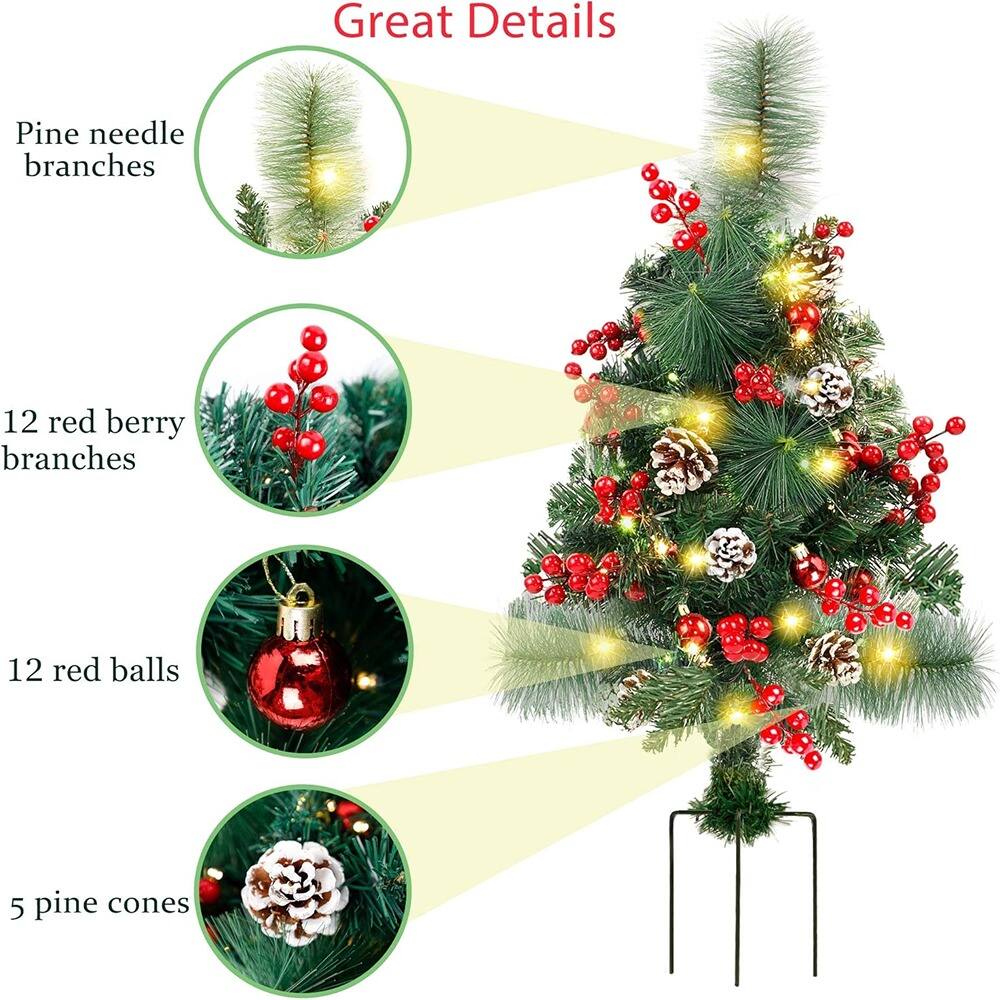 Great Details

- Pine needle branches
- 12 red berry branches
- 12 red balls
- 5 pine cones