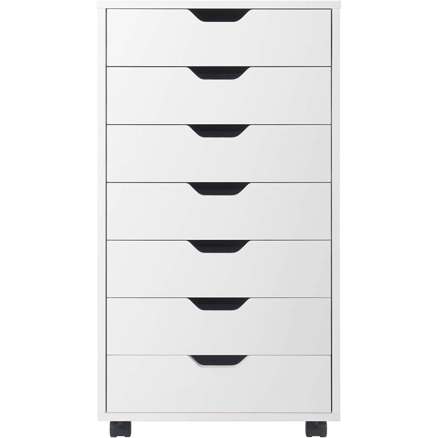 Angle. SlickBlue - Scandinavian 7-Drawer Tall Storage Chest for Home and Office - White.