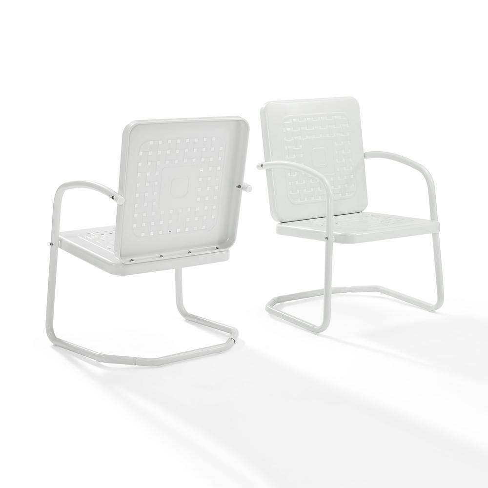 Back. Crosley Furniture - Bates 2Pc Retro Outdoor Chair Set - 2 Armchairs - White Gloss.