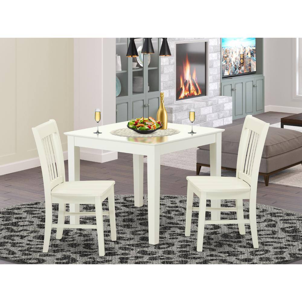 Left. East West Furniture - Dining Room Set Linen White - Brown.
