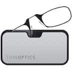 Front. ThinOptics - 1.0 Reading Glasses with Silver & Black Metal Universal Pod Case - Black.