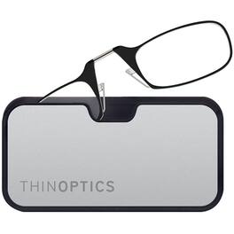 ThinOptics - 2.5 Reading Glasses with Silver & Metal Universal Pod Case - Black