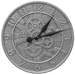 Whitehall - Gear 16-in Indoor Outdoor Wall Clock (Pewter/ - Silver