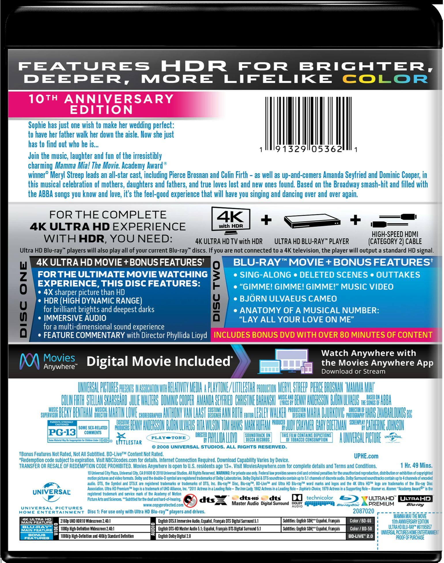 Mamma Mia! (10th Anniversary Edition) 4K Blu Ray - Best Buy