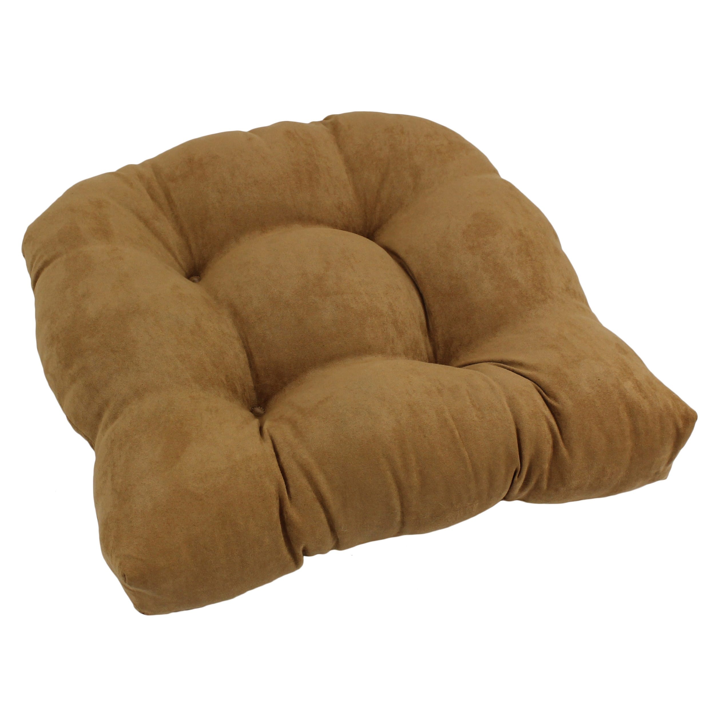 Blazing Needles - 19-inch U-Shaped Micro Suede Tufted Dining Chair Cushion - Camel