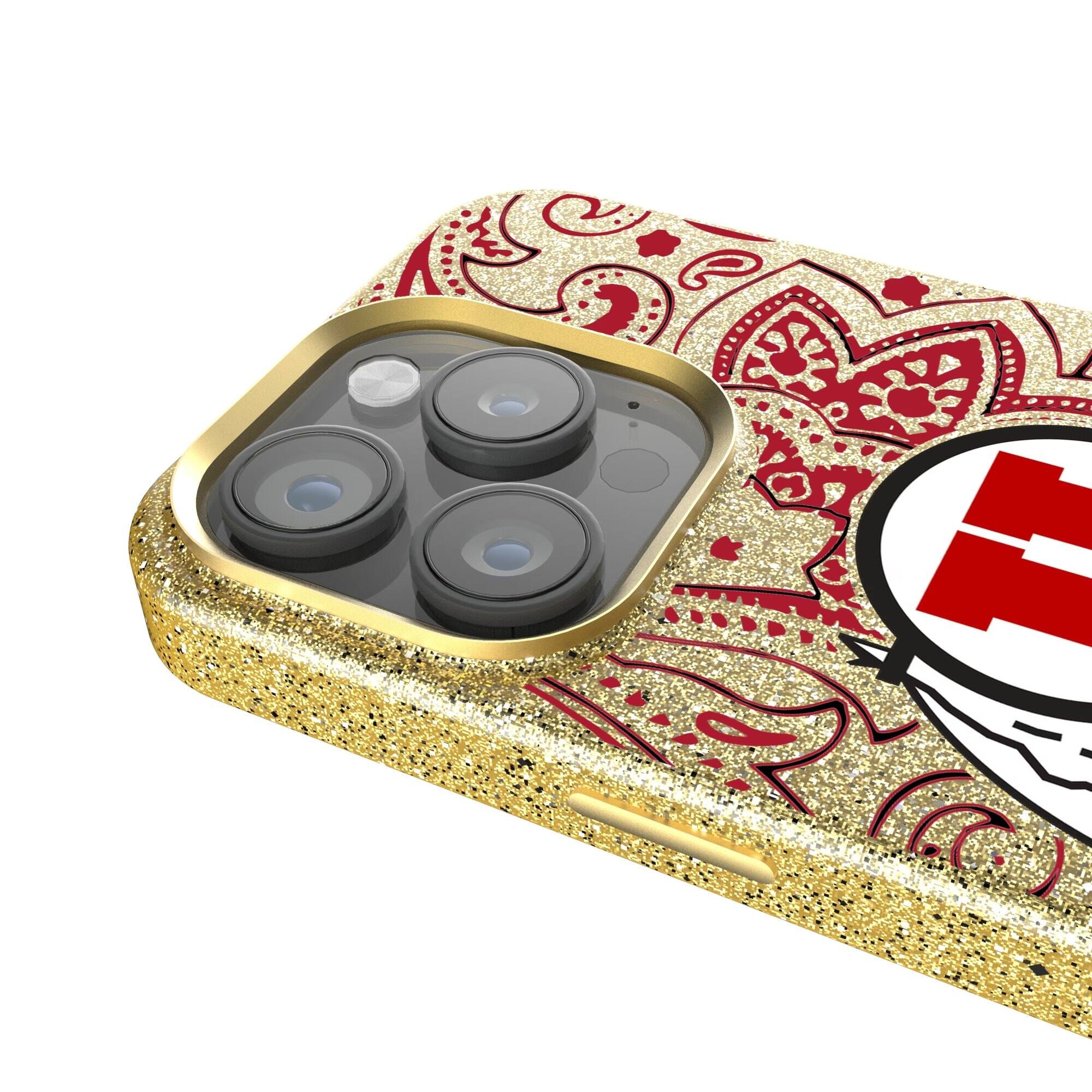 Alt View 3. Keyscaper - Utah Utes Paisley Bling iPhone Case - 14 Plus - Gold.
