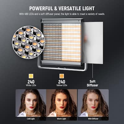 Neewer 2 Pack Dimmable Bi Color LED Video Light Kit 480 Panel with Neewer 2 Pack Dimmable Bi Color LED Video Light Kit 480 Panel with