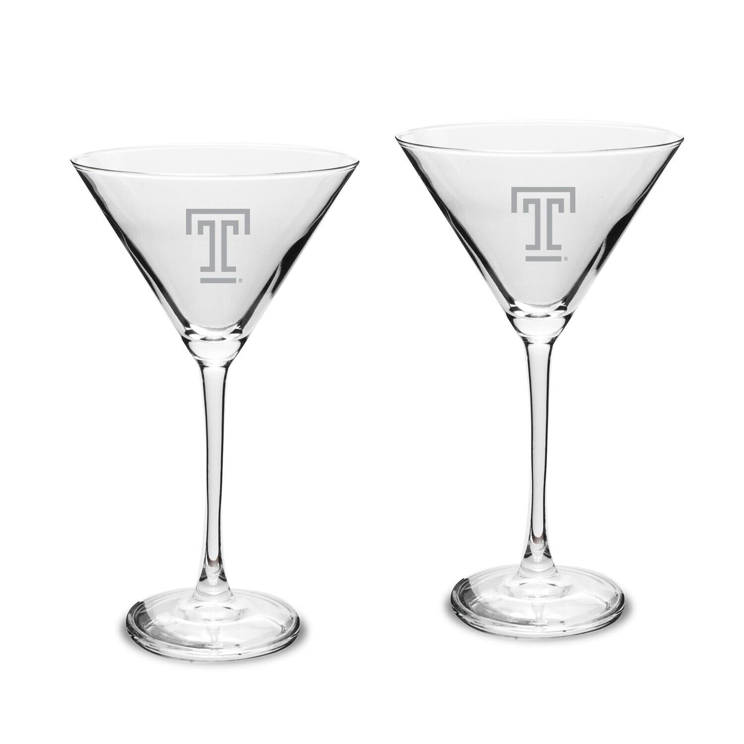 Front. Jardine - Temple Owls Two-Piece Traditional 10oz. Martini Glass Set - Multicolor.