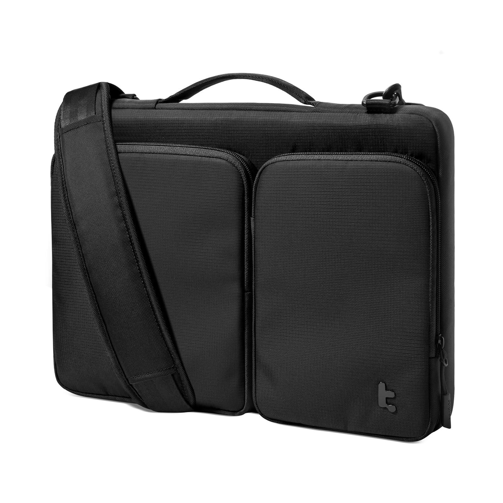 Front. tomtoc - Defender-A42 Premium 360° Protective Laptop Shoulder Bag for 15.6-16.2 inch HP Dell Acer ASUS Lenovo ThinkPad Laptop - Black.
