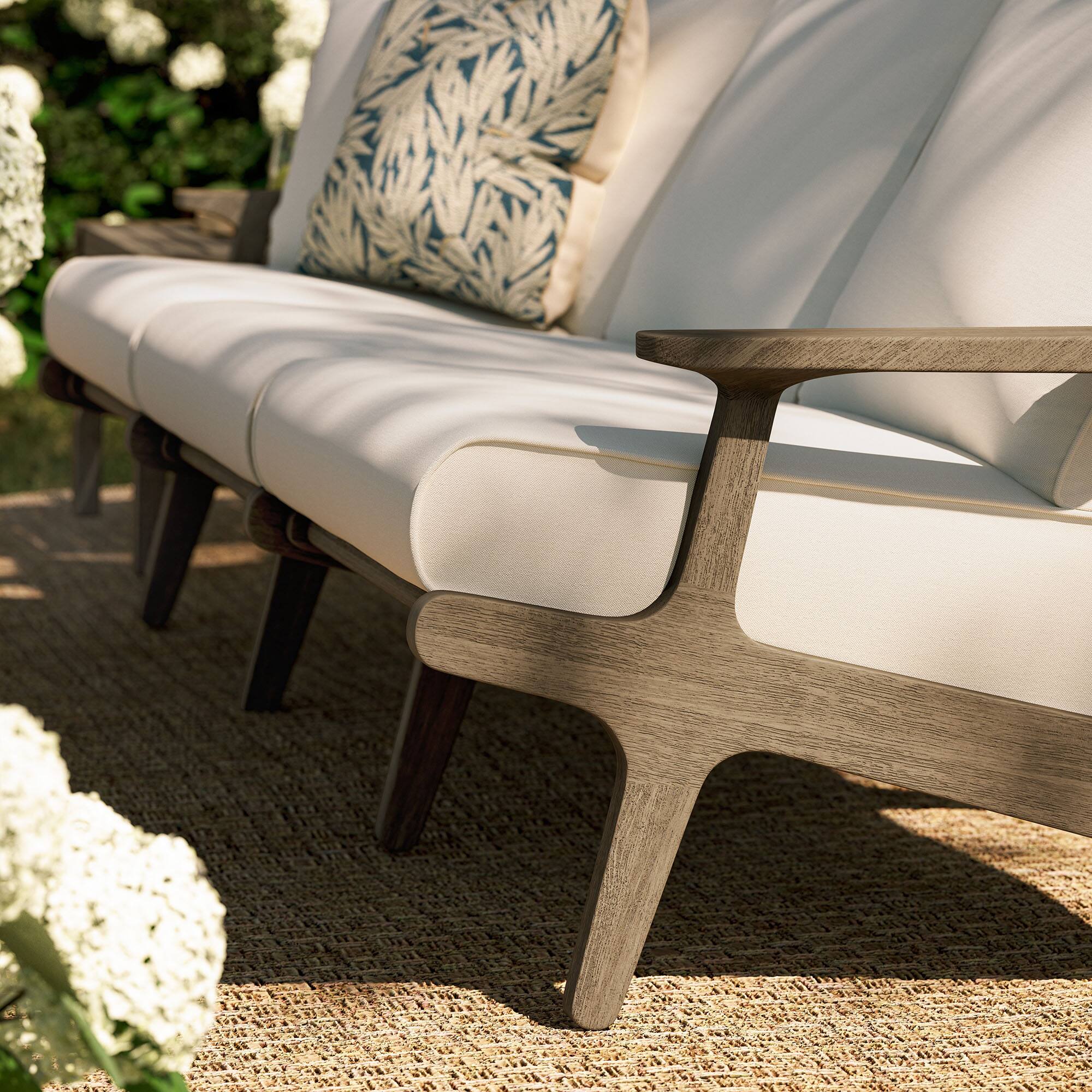 Alt View 8. Modway - Saratoga Outdoor Patio Teak Sofa by Modway - Weathered Gray White.