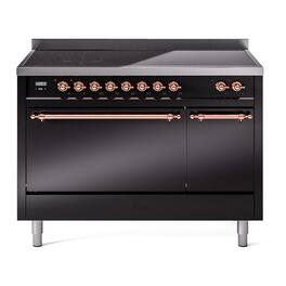 ILVE - Nostalgie II 48 inch Induction Range with 6 Induction Elements - Glossy Black