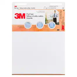 3M - Flip Chart Plain Unruled Easel Pad, 25" x 30", 40 Sheets/Pad, 2 Pads/Carton - White