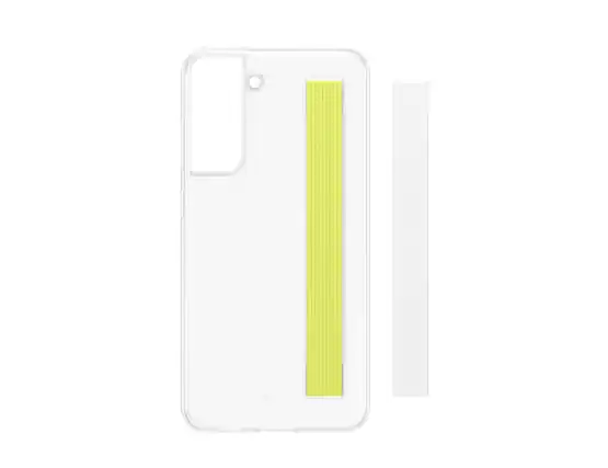 Front. Samsung - Samsung Galaxy S21 FE Silicon Slim Strap Cover I Color: White - White.