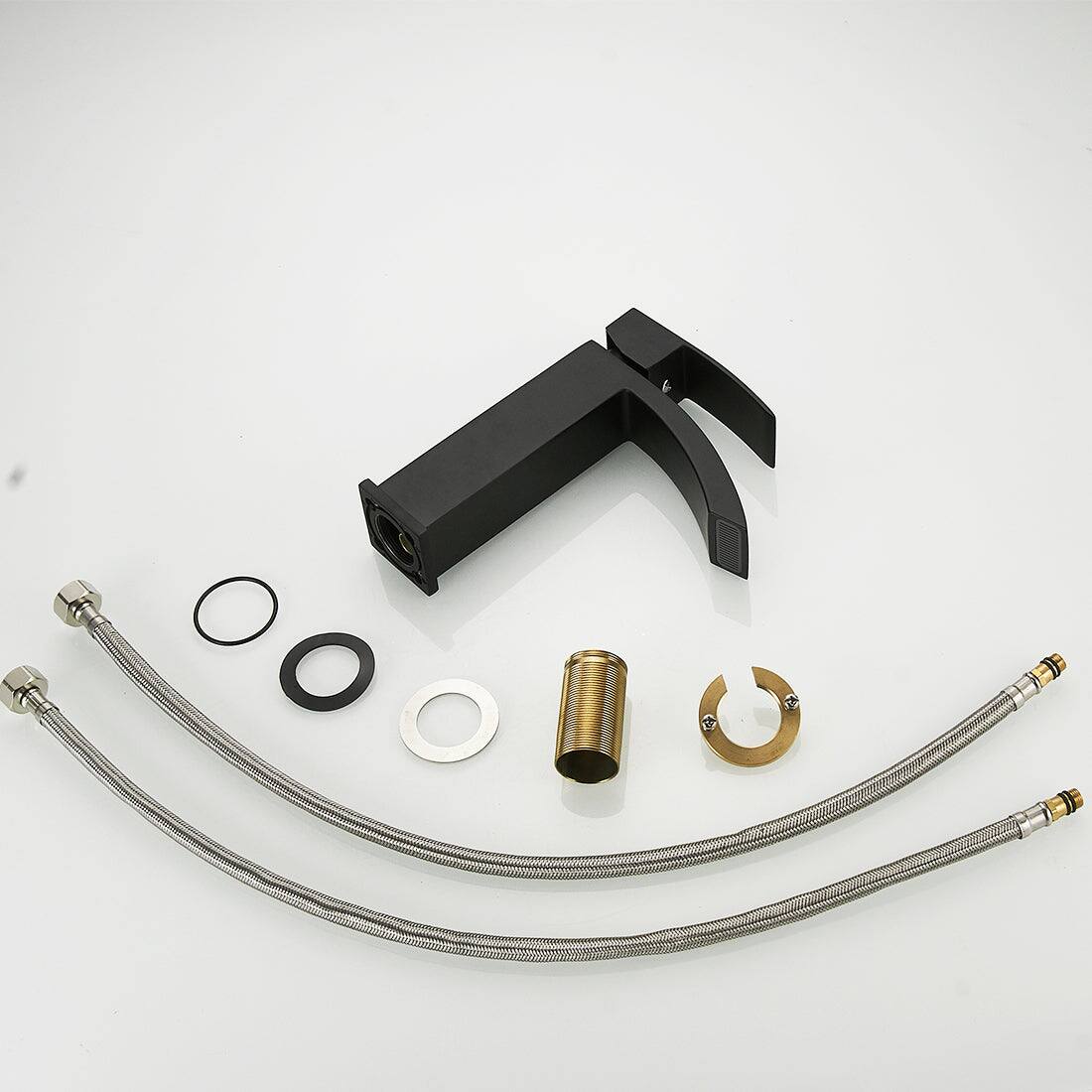 Alt View 2. Boyel Living - Single Hole Single Handle Bathroom Faucet Matte Black with Supply Lines Brass Durable Modern Easy Install - Matte Black.