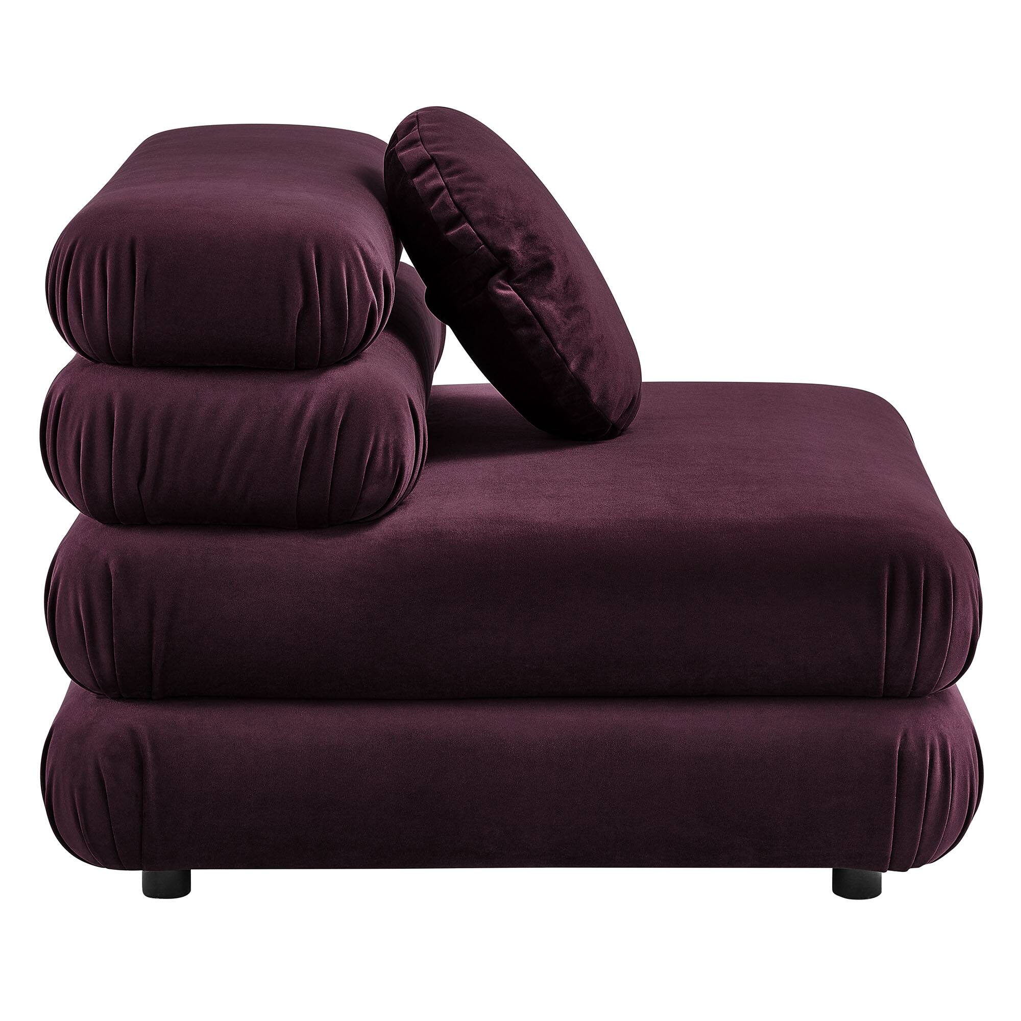 Back. Modway - Jubilee Modular Performance Velvet Armless Chair by Modway - Mulberry.