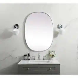 Elegant Decor - Metal Frame Oval Mirror 27x36 Inch - Silver
