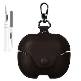 Dteck - Slim Faux Leather Earbuds Case for Samsung Galaxy Buds 3/3 Pro/3 FE) with Keychain,Business Dustproof Earphone Cover - Darkbrown