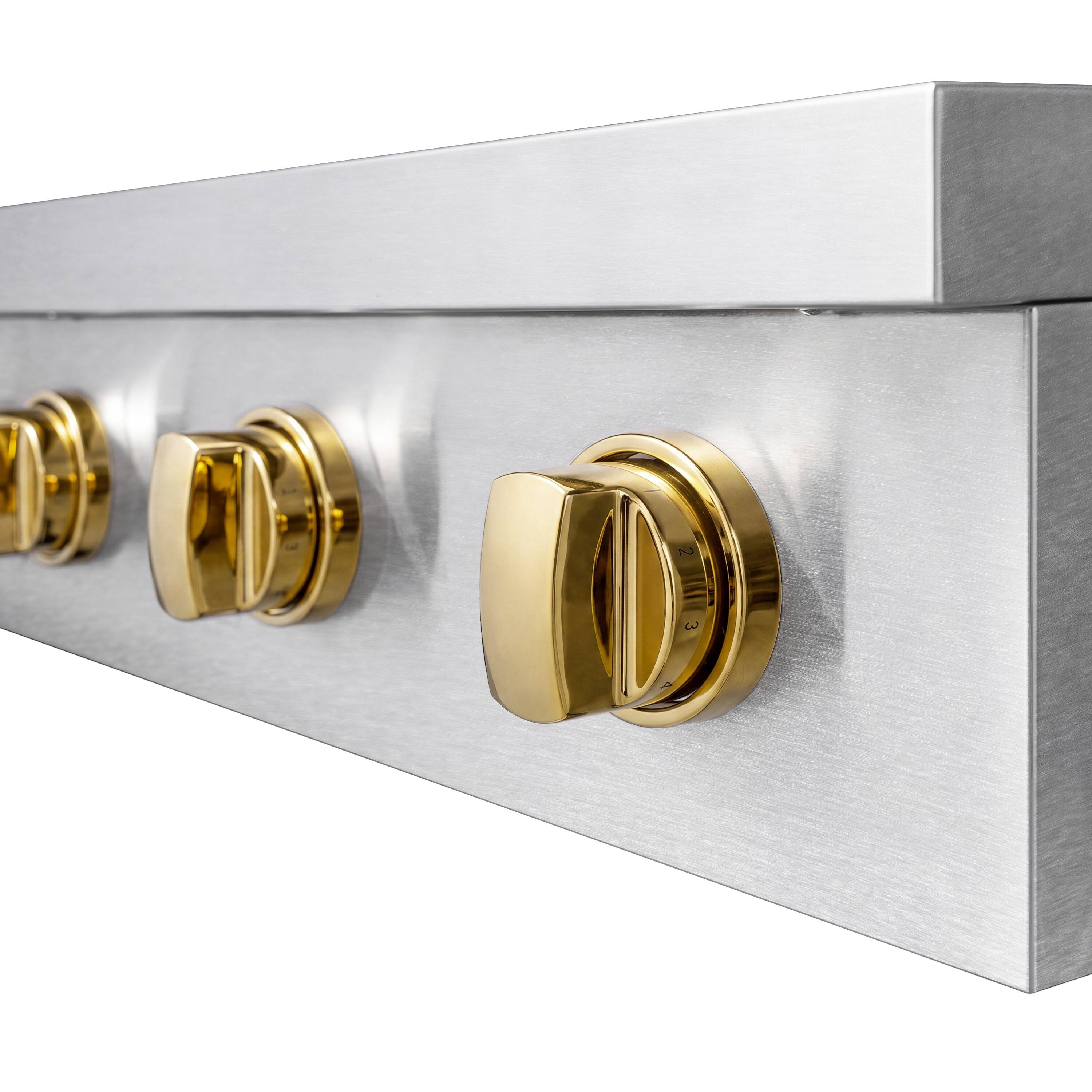 Alt View 9. ZLINE - Autograph 30 in. Paramount Built-in Induction Rangetop with 4 Element Cooktop in Satin Steel & Polished Gold Accents - Satin Stainless Steel.