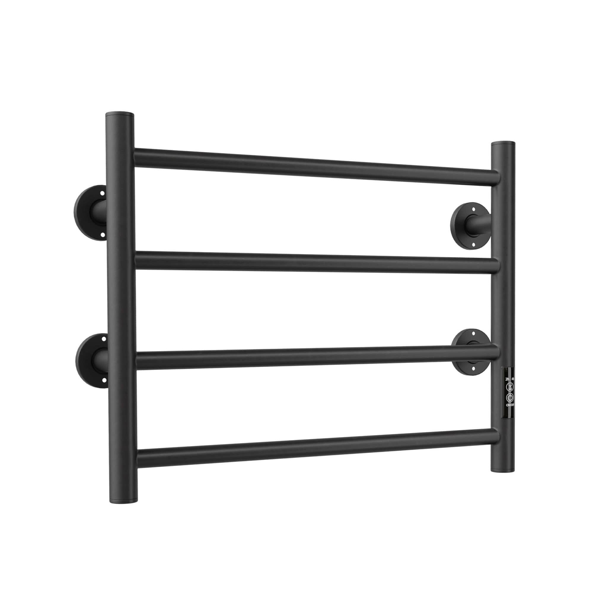 Back. COWLOWN - 4-Bar Electric Heated Towel Warmer for Bathroom Stainless Steel Wall Mounted Drying Rack Black - Black.