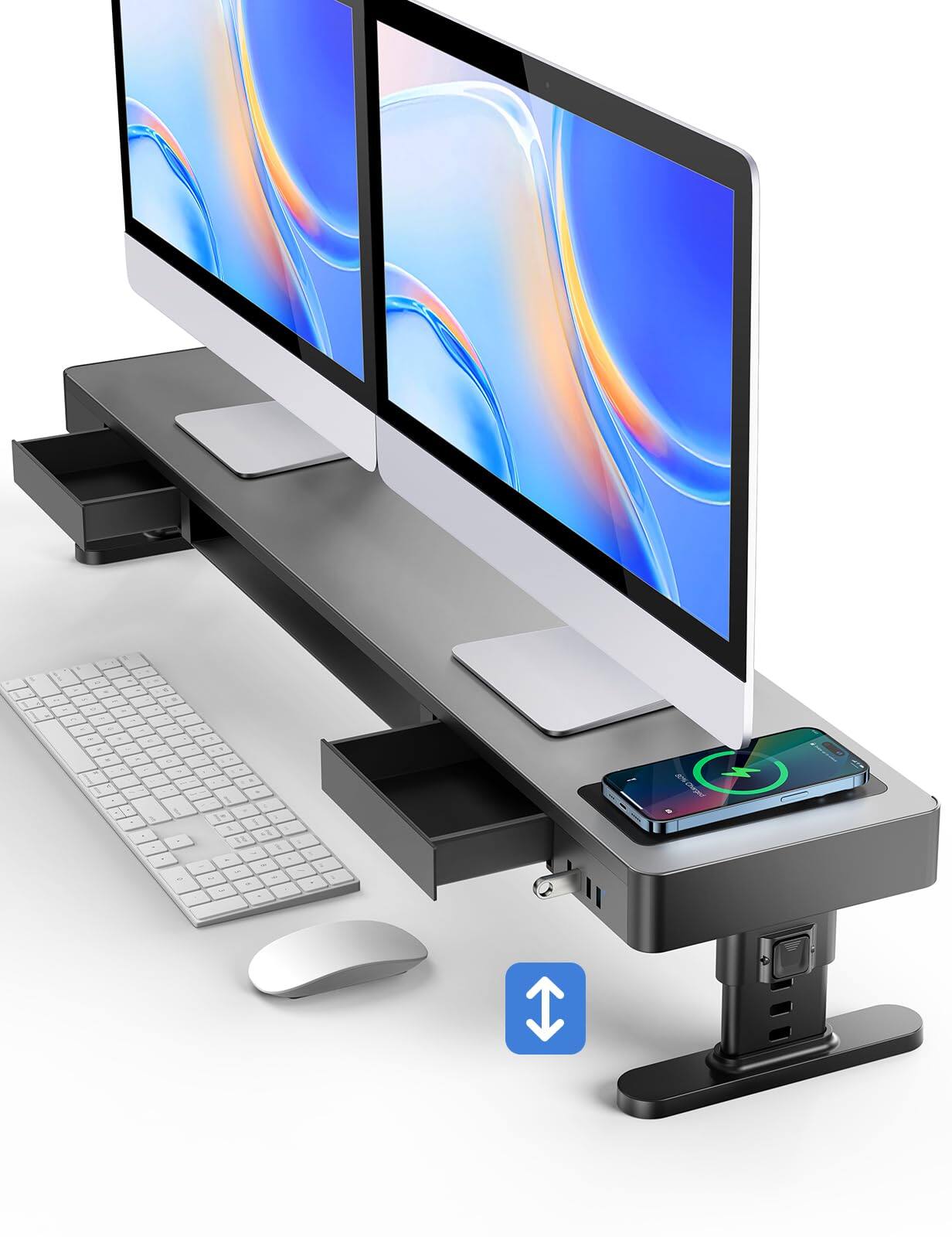Cedar Assembly Monitor Stand Heights Adjustable Computer Riser With ...