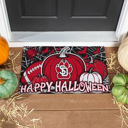 Evergreen Enterprises - South Dakota Coyotes 28" x 16" Happy Halloween Turf Door Mat - Multicolor
