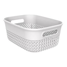 Life Story - 4 Qt Decorative Storage Basket, Small Plastic Home Organizer - White