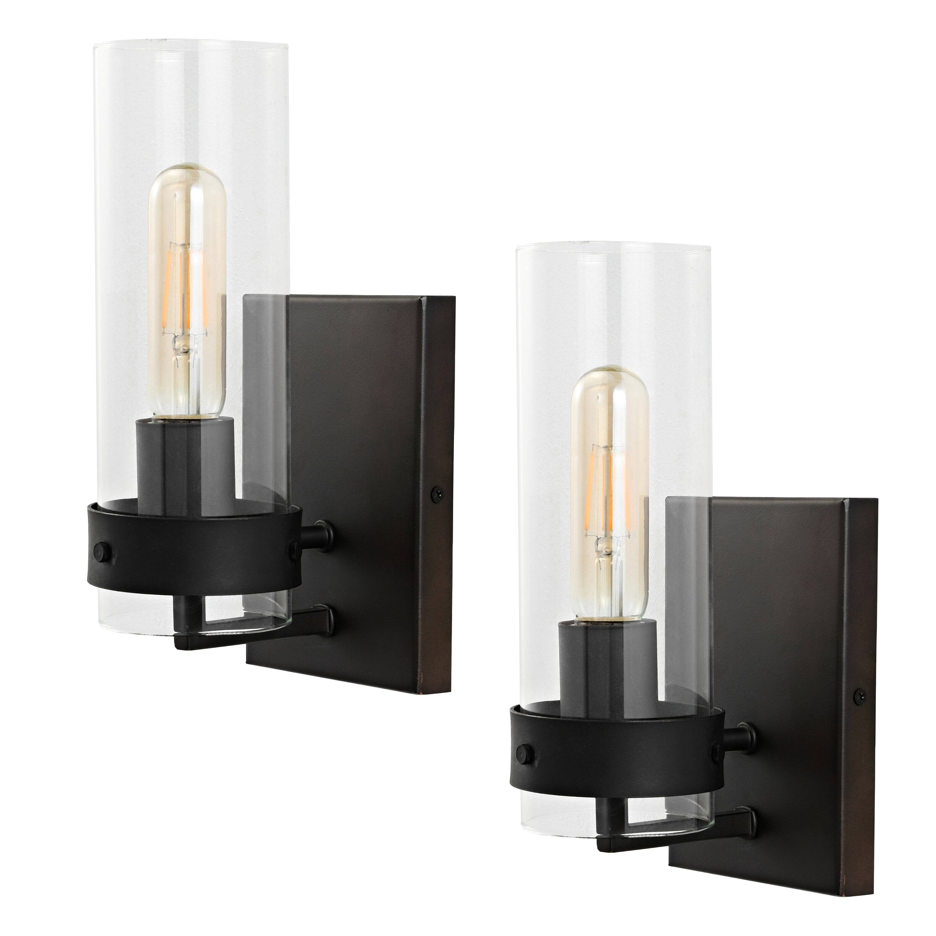 Alt View 5. Jonathan Y - Harper 4.5" 1-Light Modern Farmhouse Iron/Glass LED Sconce, Oil Rubbed Bronze/Clear (Set of 2) - Oil Rubbed Bronze.
