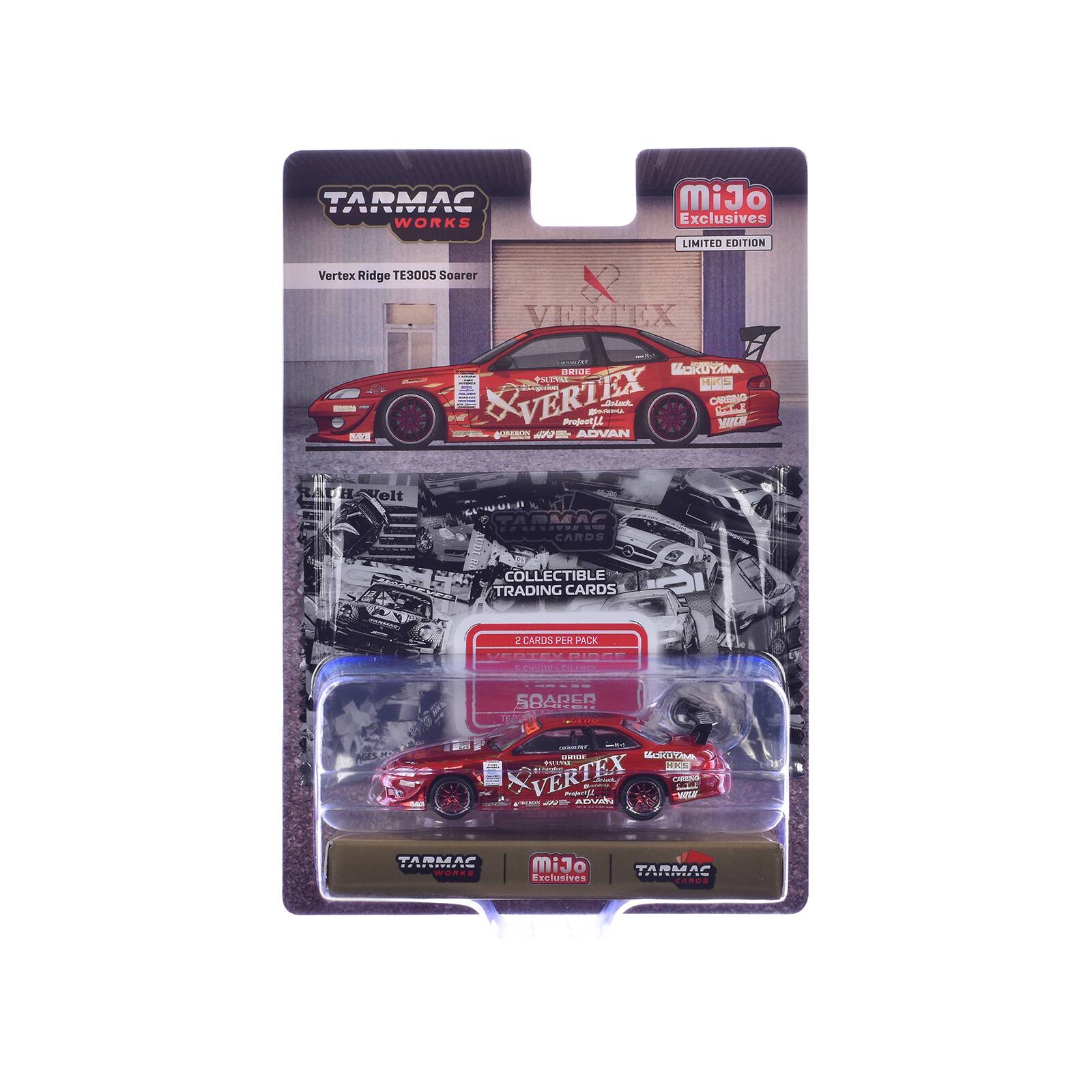 Tarmac Works MiJo Exclusives Limited Edition Vertex Ridge TE3005 Soarer I 151 Vertex o.d. M1S KoRUYIMI M RIL & Vertex ProdentLi BS Niet CHRENO YOCH AS aE ADVAN RADE LVolt. MAF Cards Collectible Trading Cards 2 Cards Per Pack Ves CRCARA ONUAC | SAARED - s E MKS SVertex um AT Nife Casa g A Tarmac