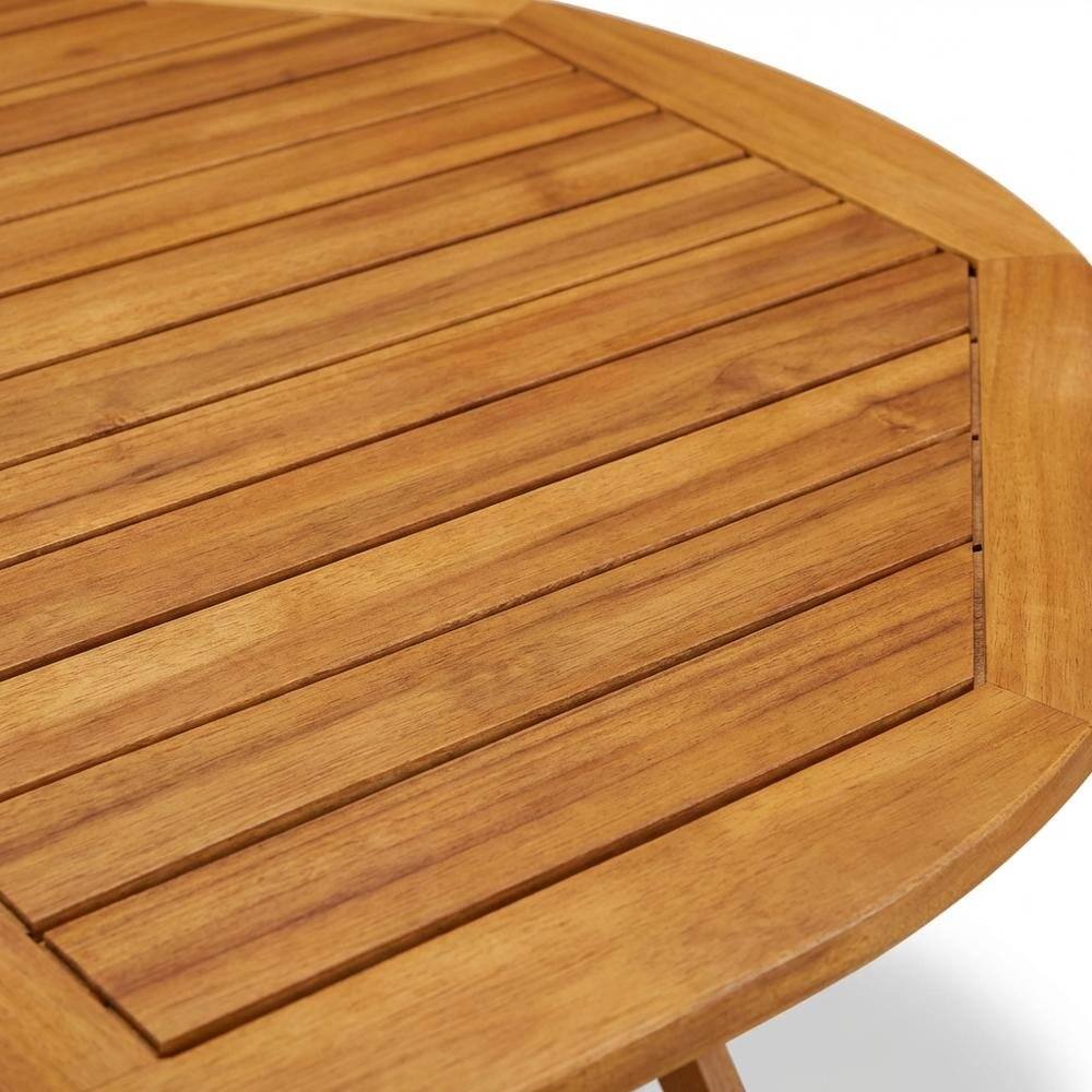 Alt View 1. Outdoor Escape - Wooden 5-Piece Outdoor Dining Set with 4 Slatted Back Chairs and Coffee Table - Natural Oil.