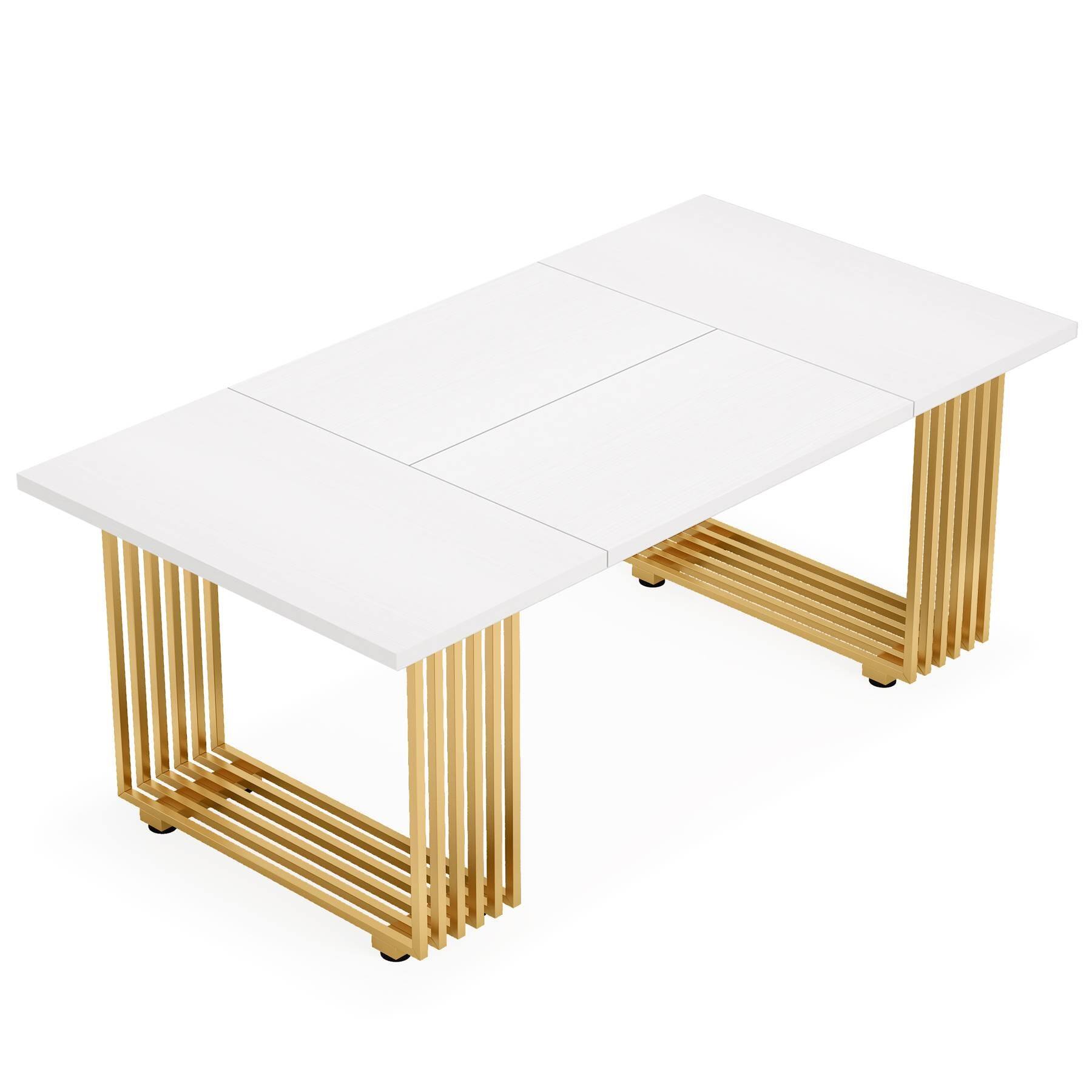 Alt View 5. Tribesigns - Modern Conference Table with Engineered Wood Construction and Adjustable Feet for Home Office and Study - White.