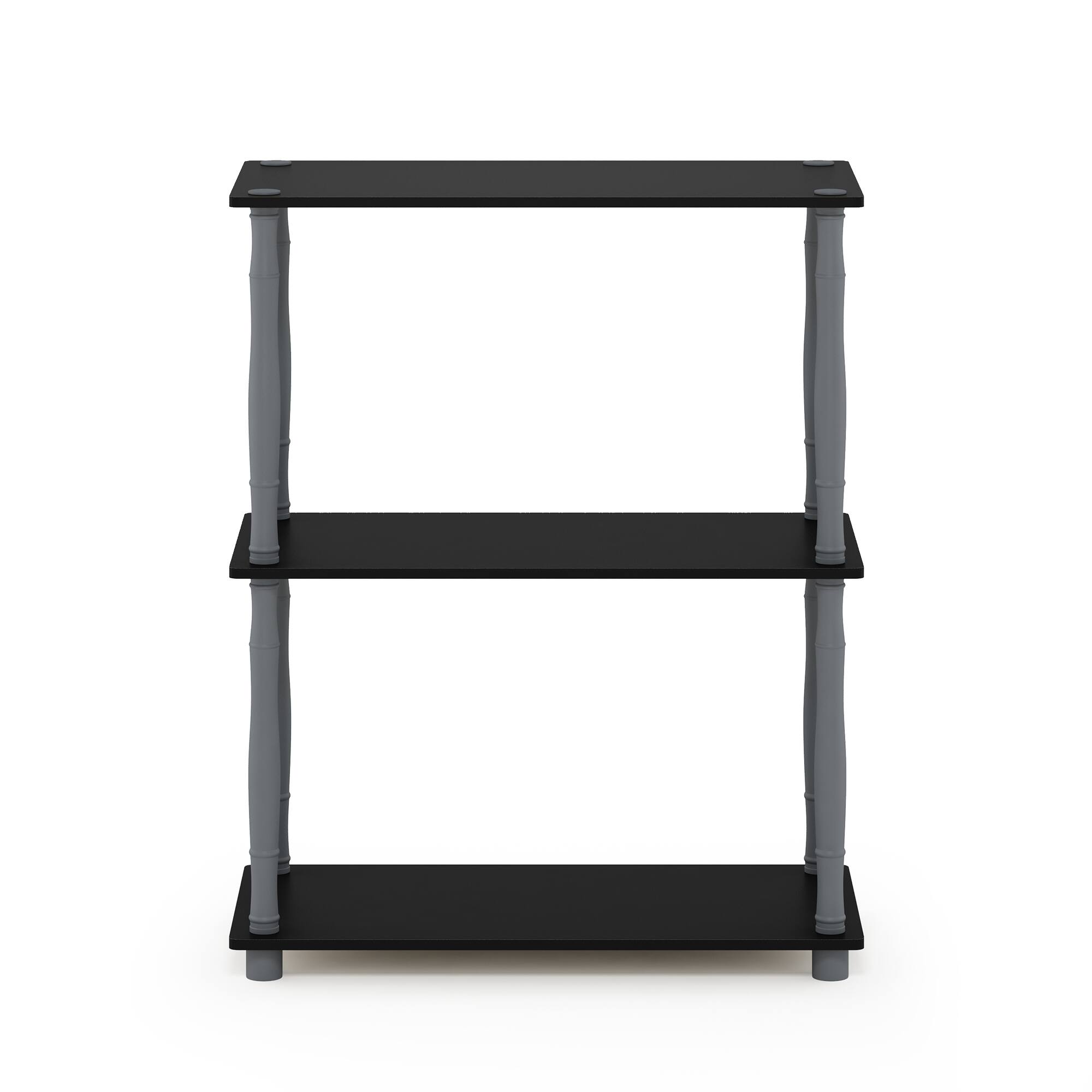 Alt View 2. Furinno - Turn-N-Tube 3-Tier Compact Multipurpose Shelf Display Rack with Classic Tube, Black/Grey - Black/Grey.