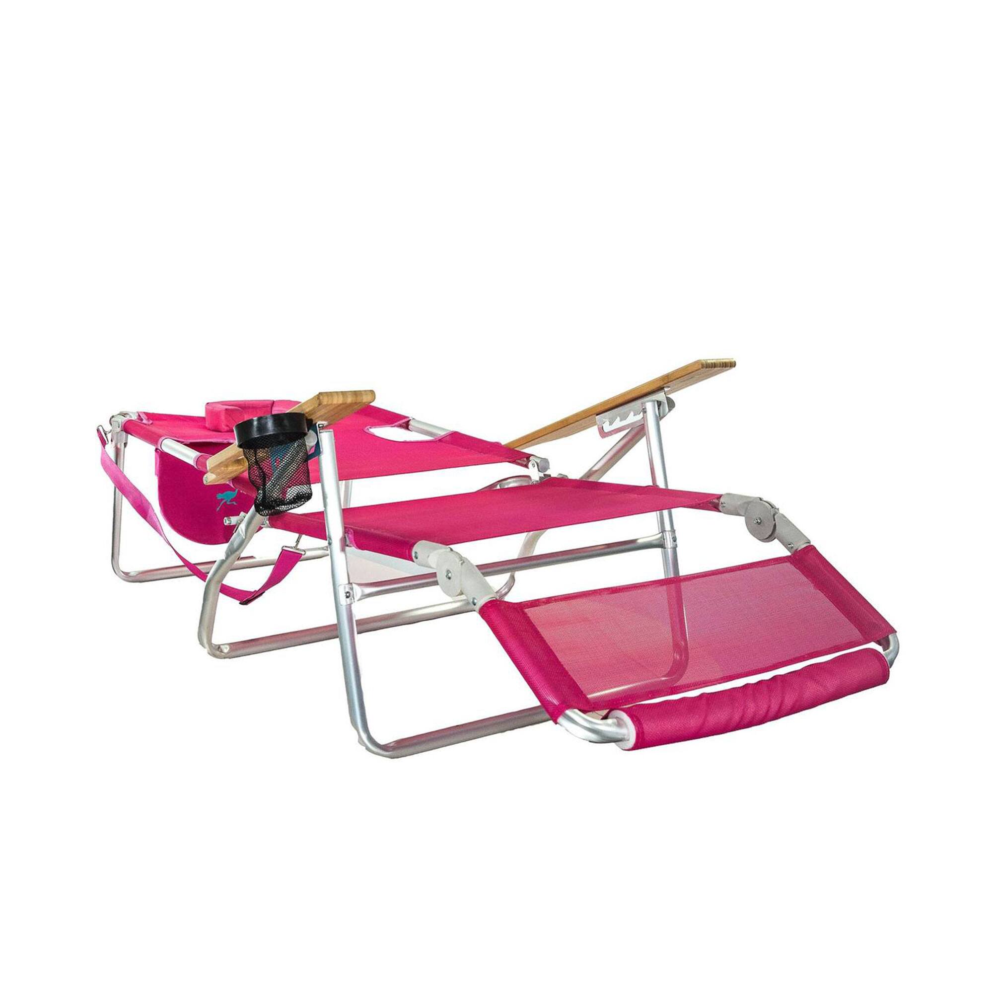 Alt View 3. Ostrich - Ostrich Original 3N1 Lightweight Outdoor Beach Lounge Chair with Footrest, Pink - Pink.