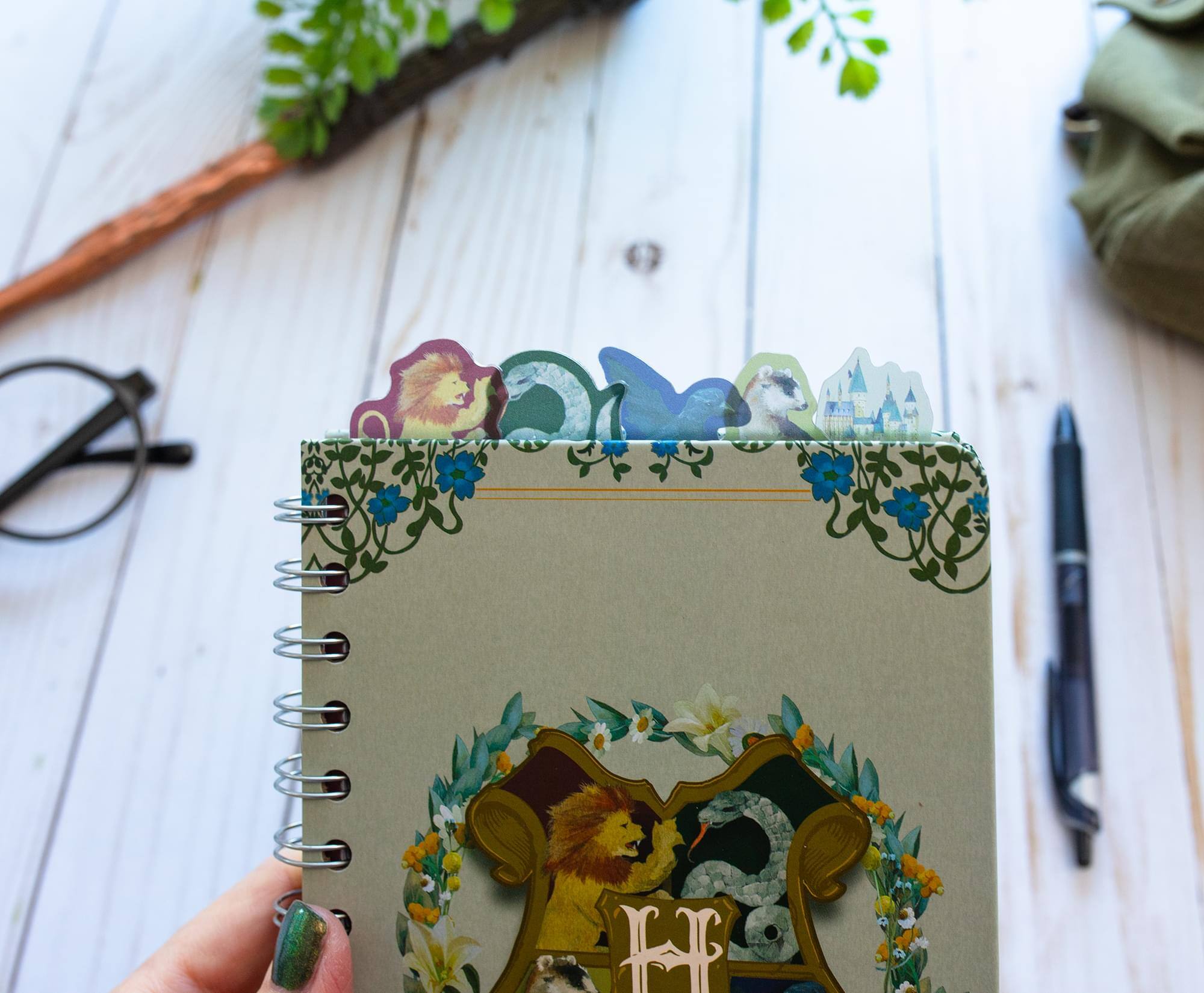 Alt View 3. Silver Buffalo - Harry Potter Hogwarts Houses 5-Tab Spiral Notebook With 75 Sheets | 5 x 8 Inches - Blue.