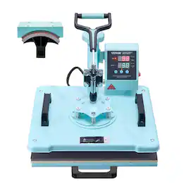 VEVOR - Heat Press Machine, 12 x 15 inch, 2 in 1 Heat Transfer Machine with Hat Press, 360° Swing Away T-Shirt Pressing Machine - Green